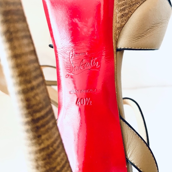 Louboutin SPORTING 140 Tan Leather Platform Sandal - Picture 7 of 8